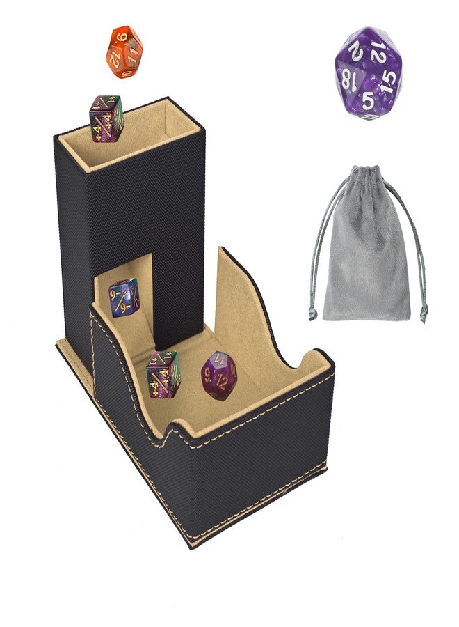 Stepane Dice Tower and Tray,Foldable Portable Dice Rolling Tower,Dice Roller Accessory for Dungeons and Dragons,Classic Board Games,RPG Games,and Tabletop Games Black/Brown - Image 1